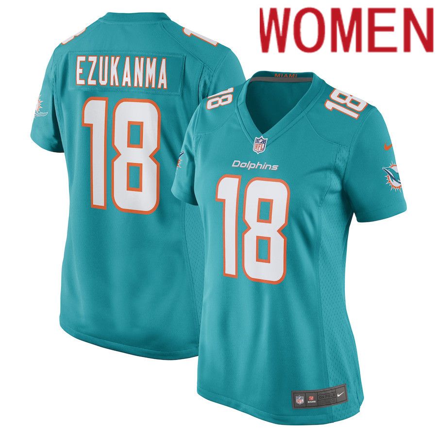 Women Miami Dolphins #18 Erik Ezukanma Nike Aqua Game Player NFL Jersey